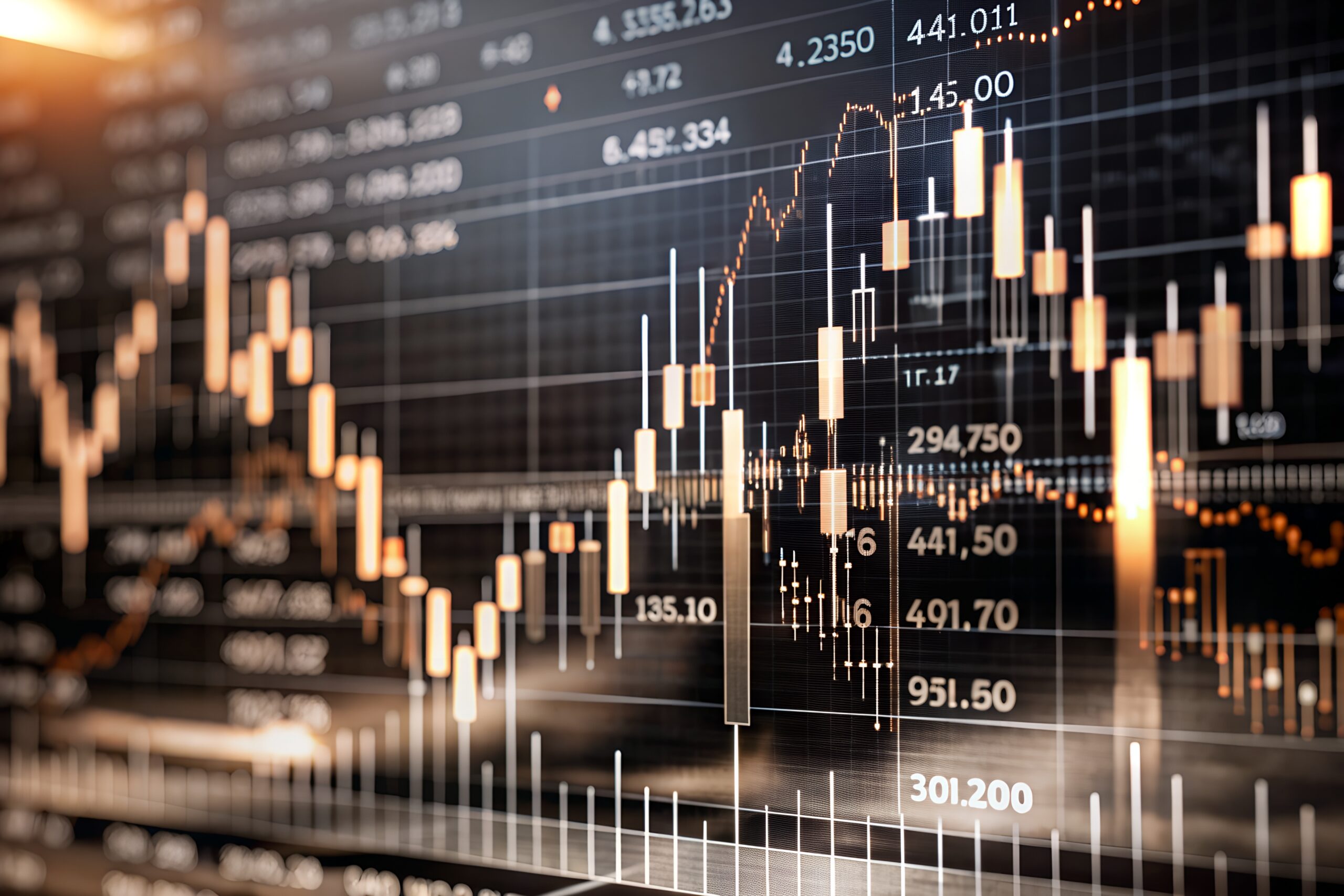 stock market candlestick chart pattern design background, business financial growth