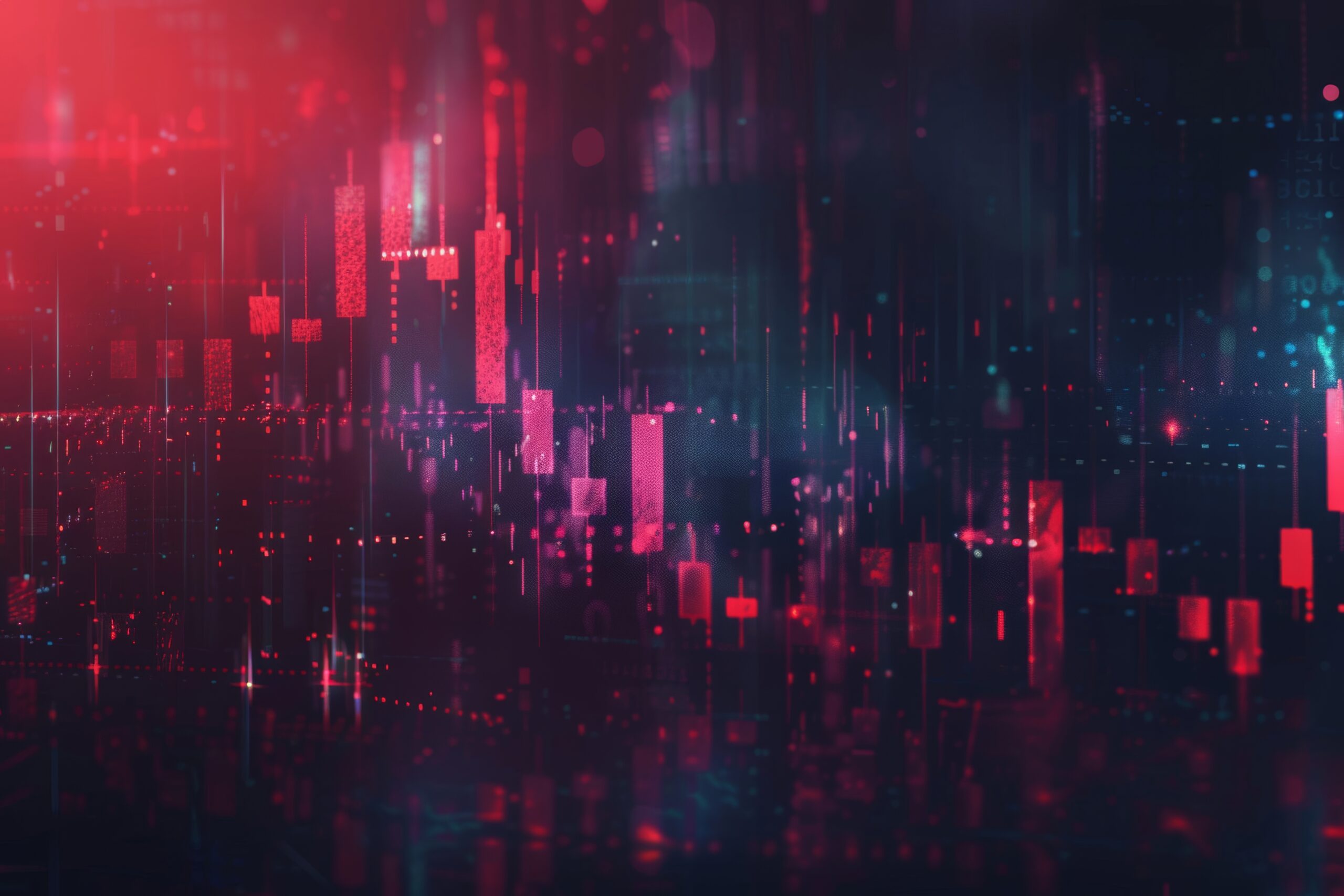 Dynamic stock market or forex trading charts with detailed candlestick charts.
