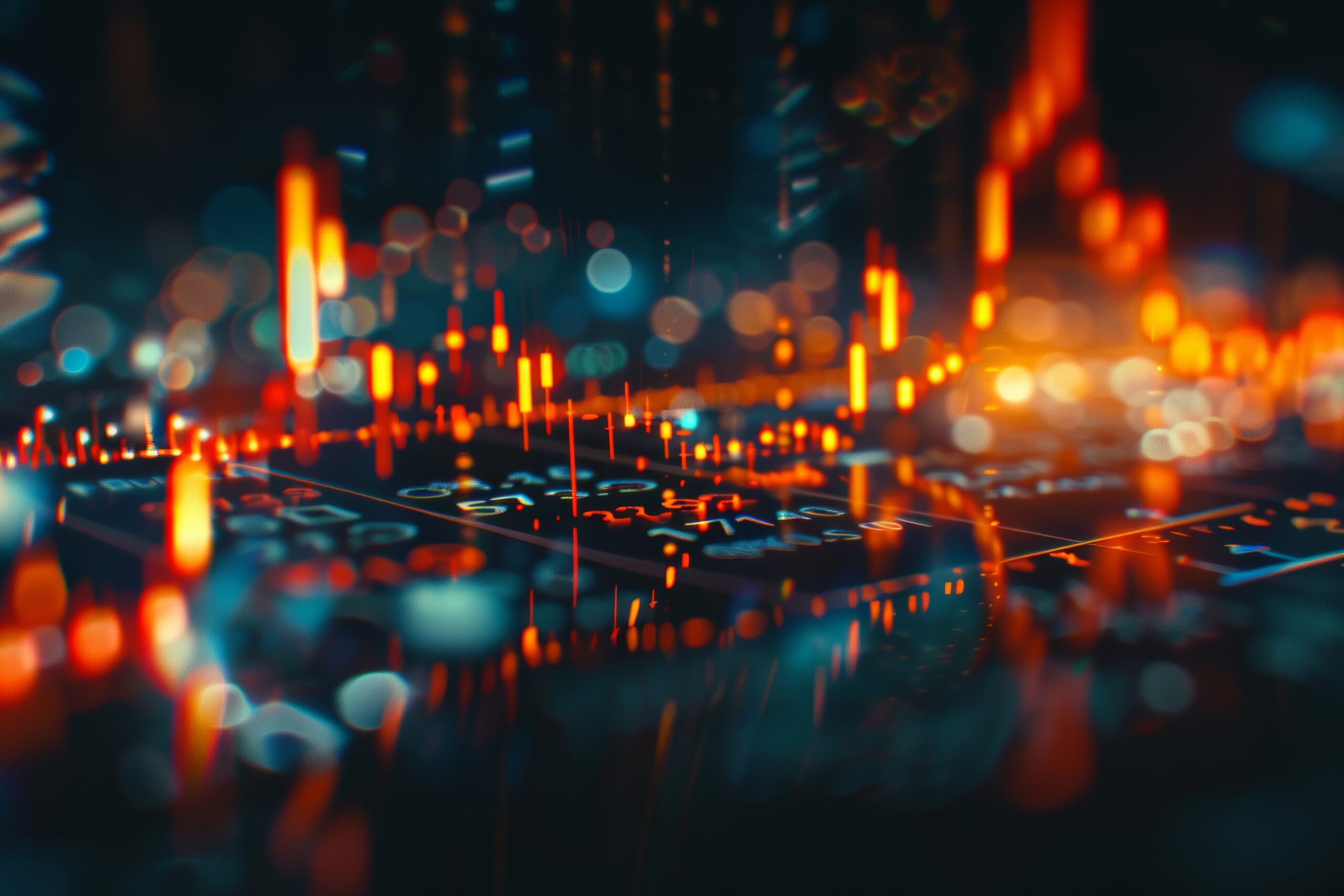 Dynamic stock market or forex trading charts with detailed candlestick charts.